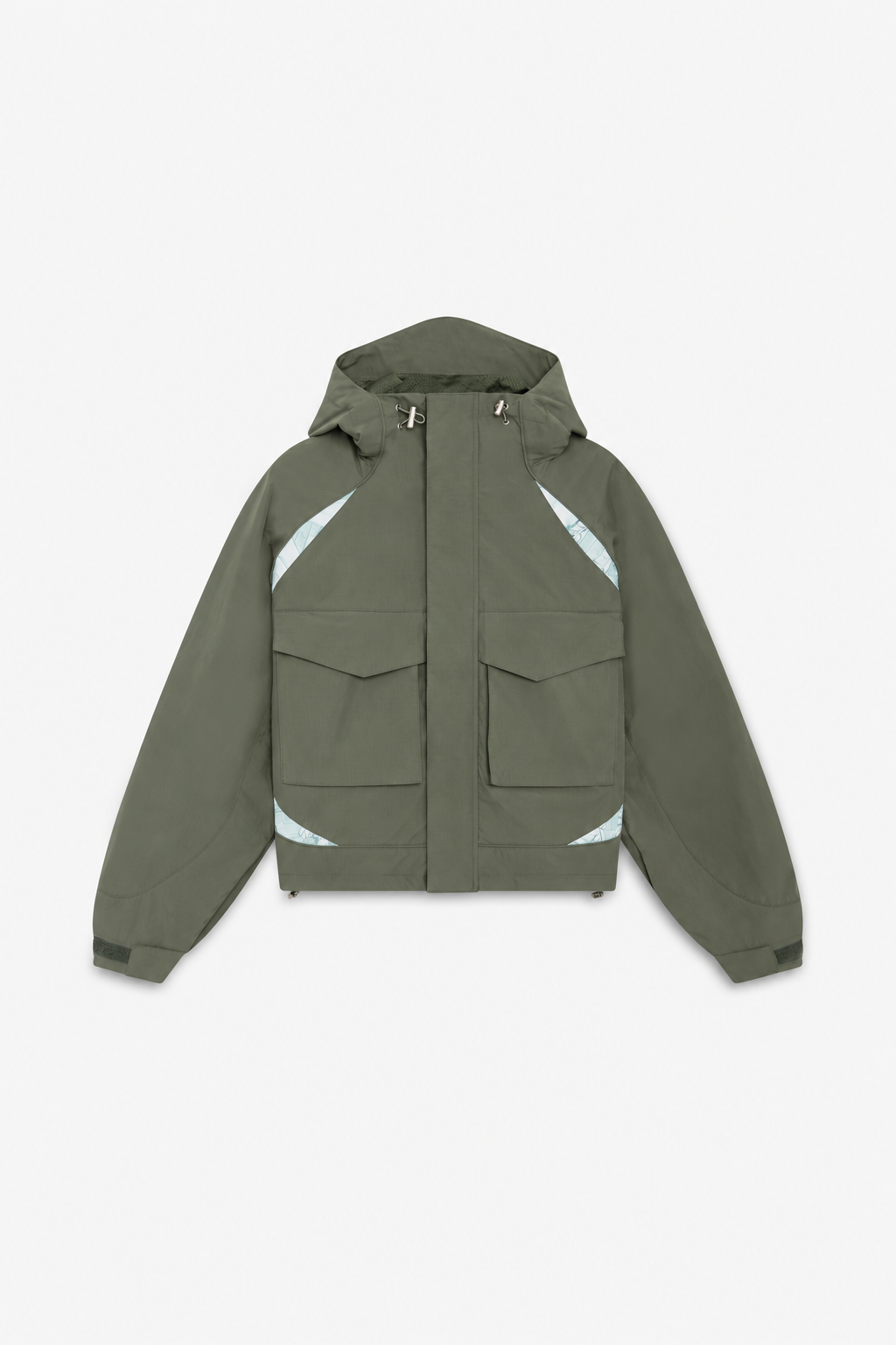 Green Panelled Hooded Windbreaker