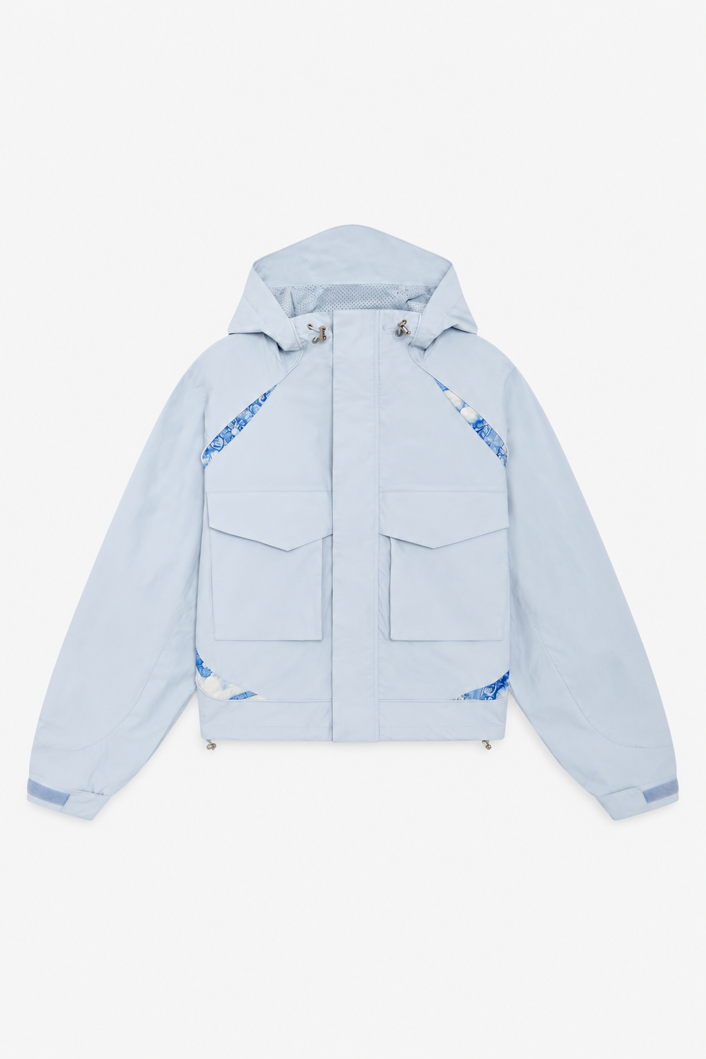 Light Blue Panelled Hooded Windbreaker