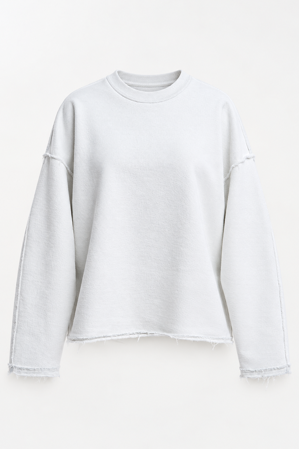 Grey Melange Raw-Hem Sweatshirt