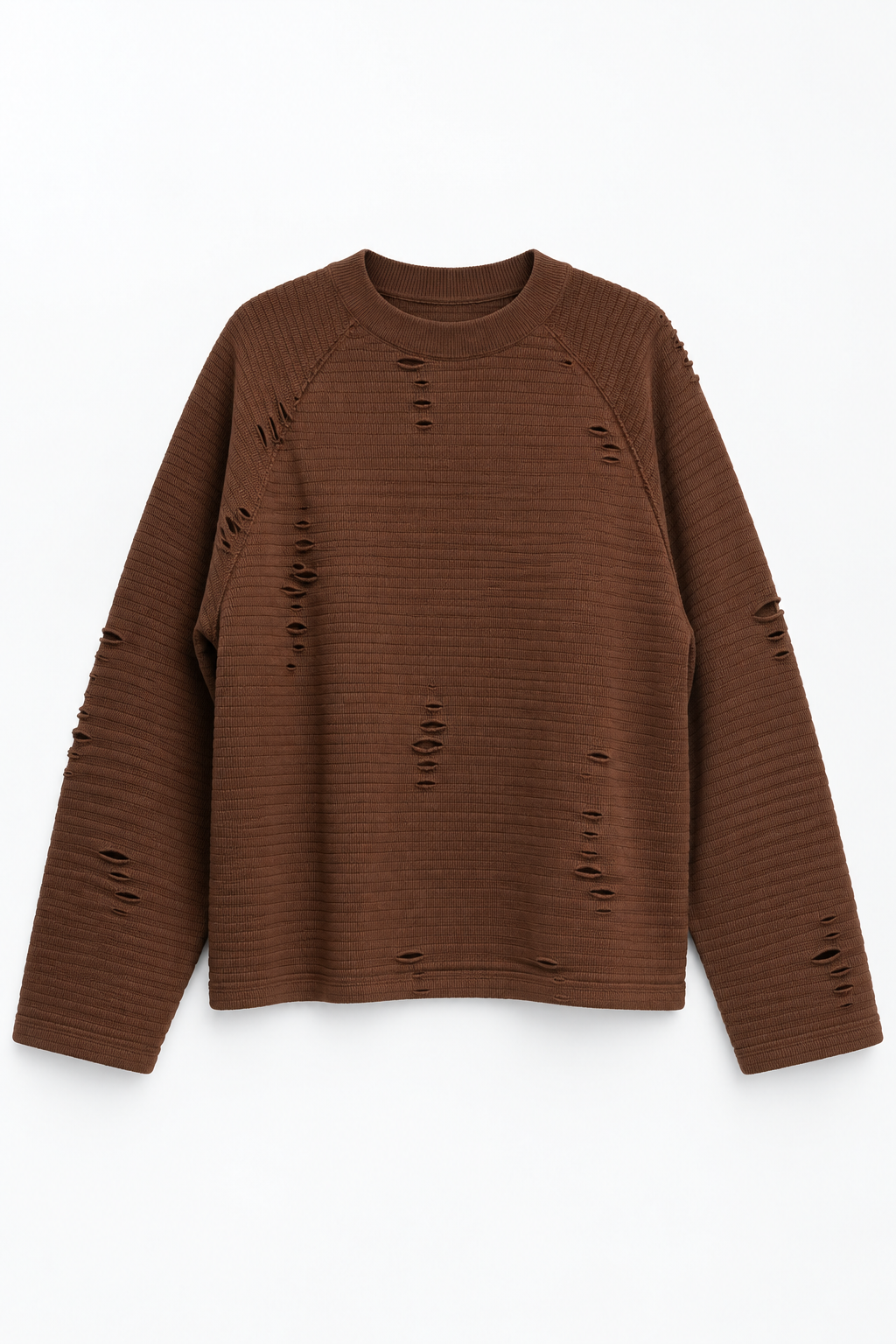 Brown Textured Sweatshirt
