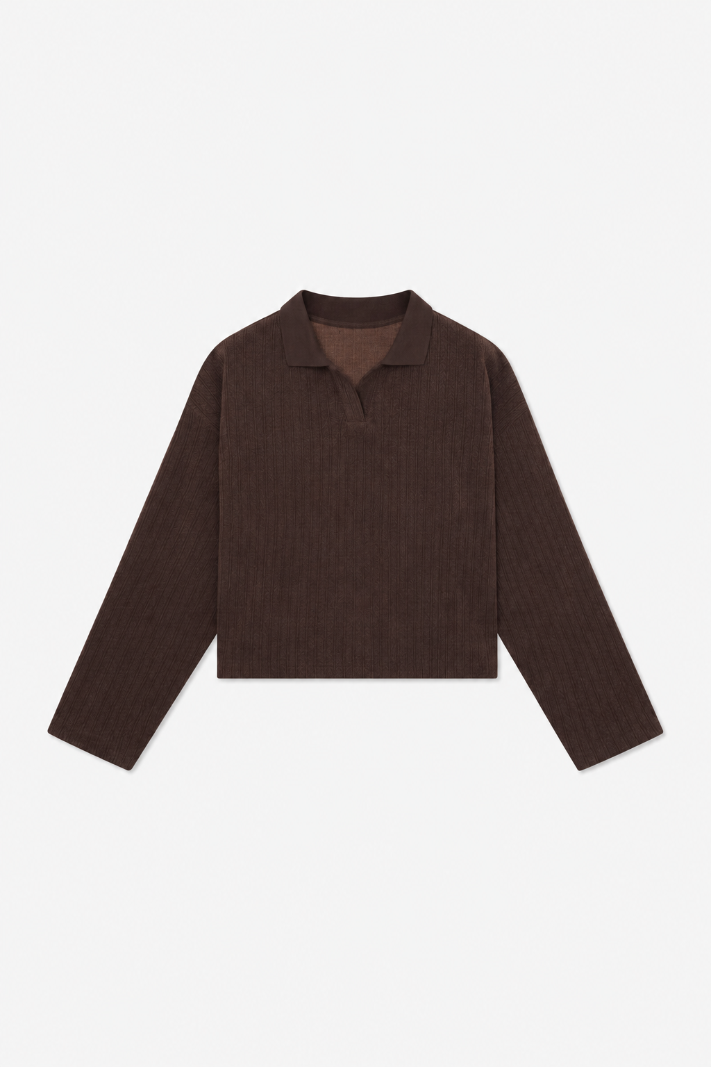 Brown Long-Sleeve Polo