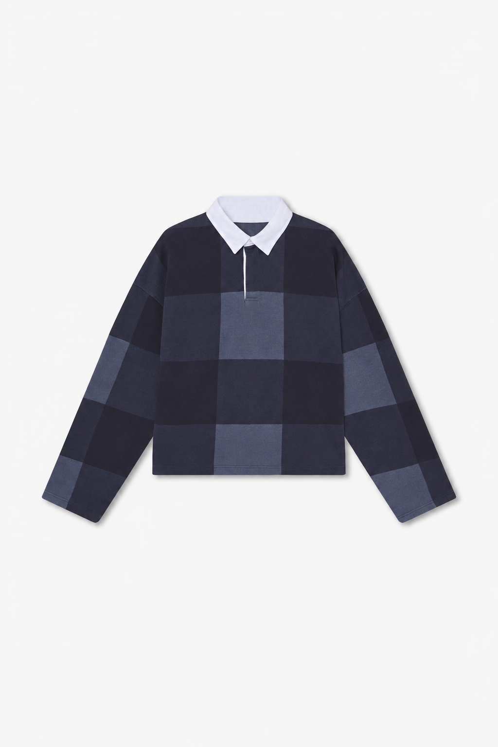 Navy Check Long-Sleeve Polo