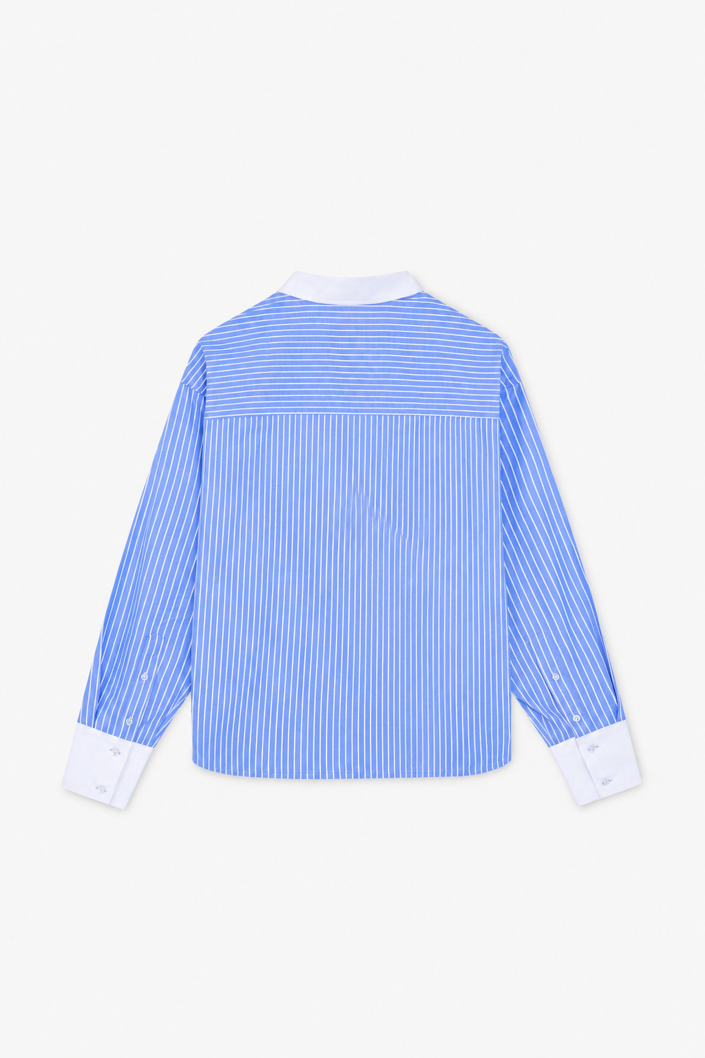 Blue Striped Contrast-Cuff Shirt