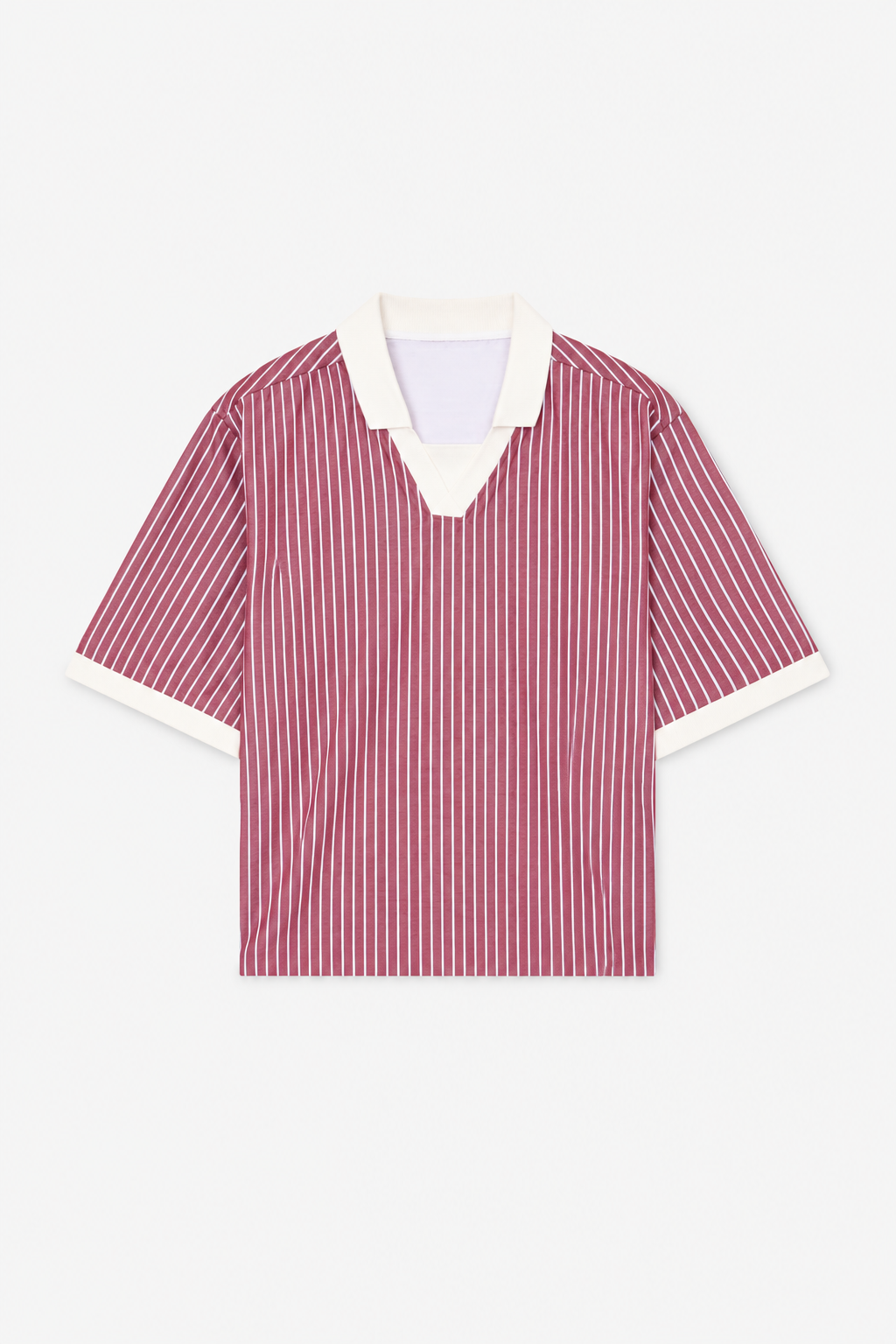 Burgundy Pinstripe Short-Sleeve Shirt