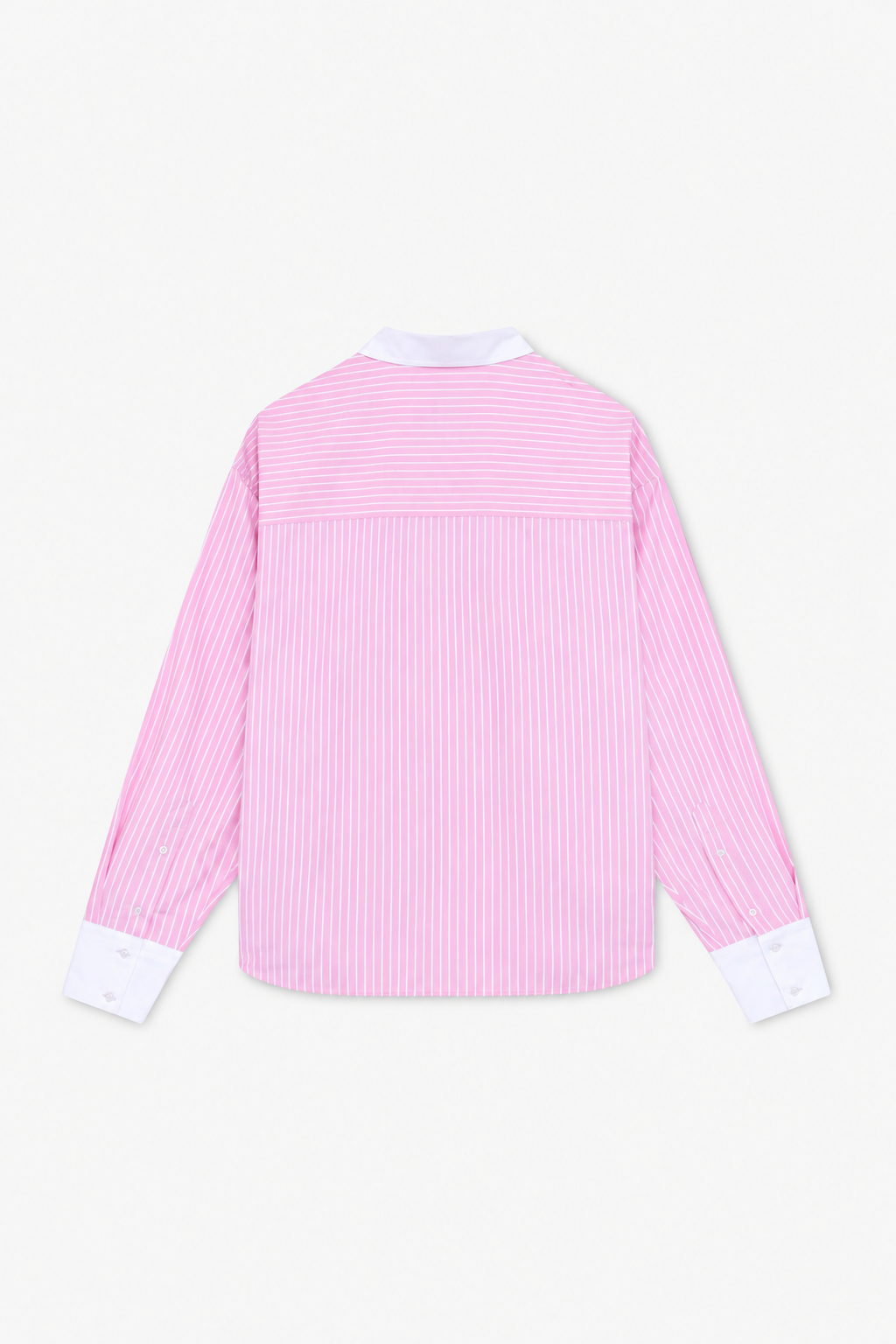 Pink Striped Contrast-Cuff Shirt