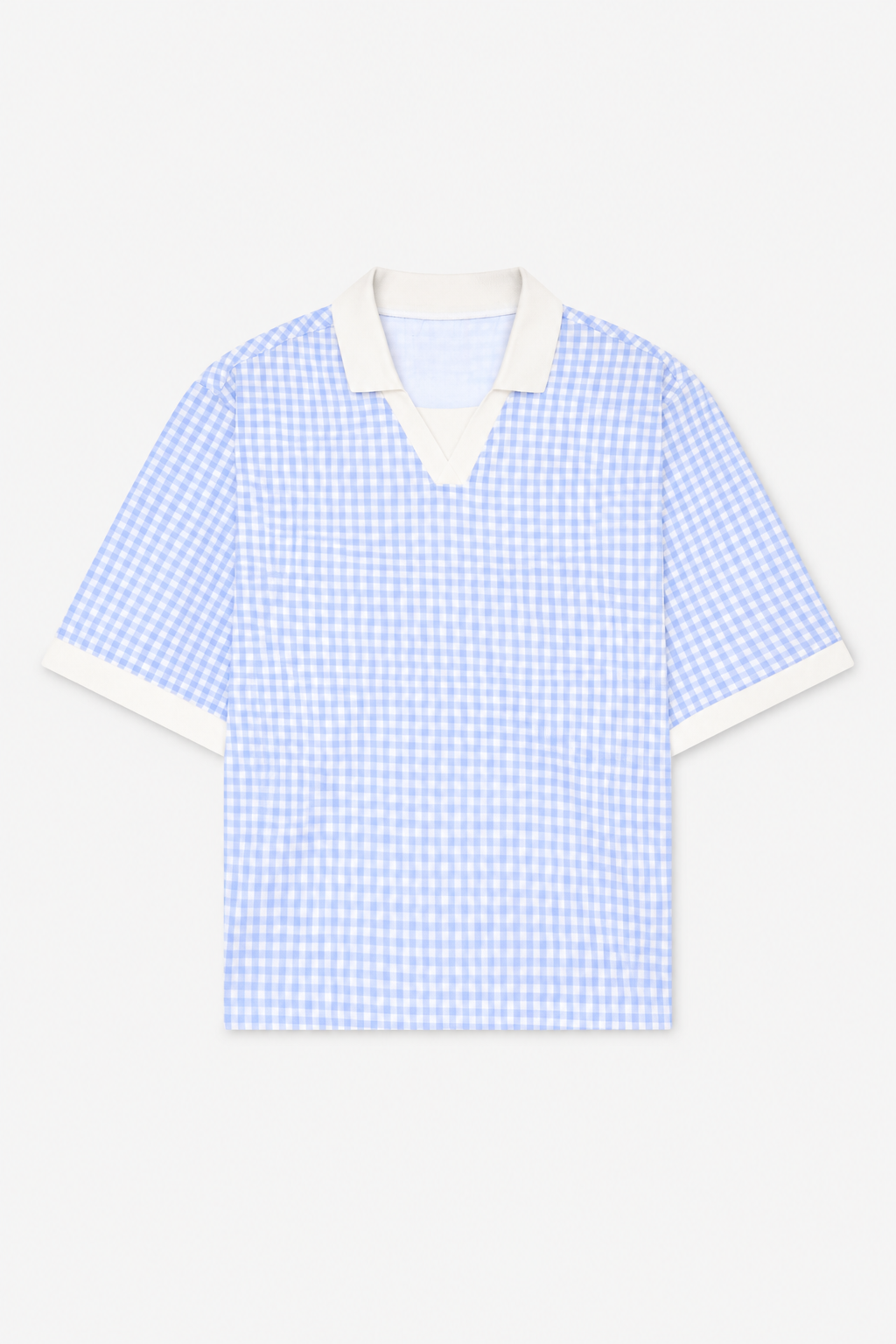Light Blue Gingham Short-Sleeve Shirt