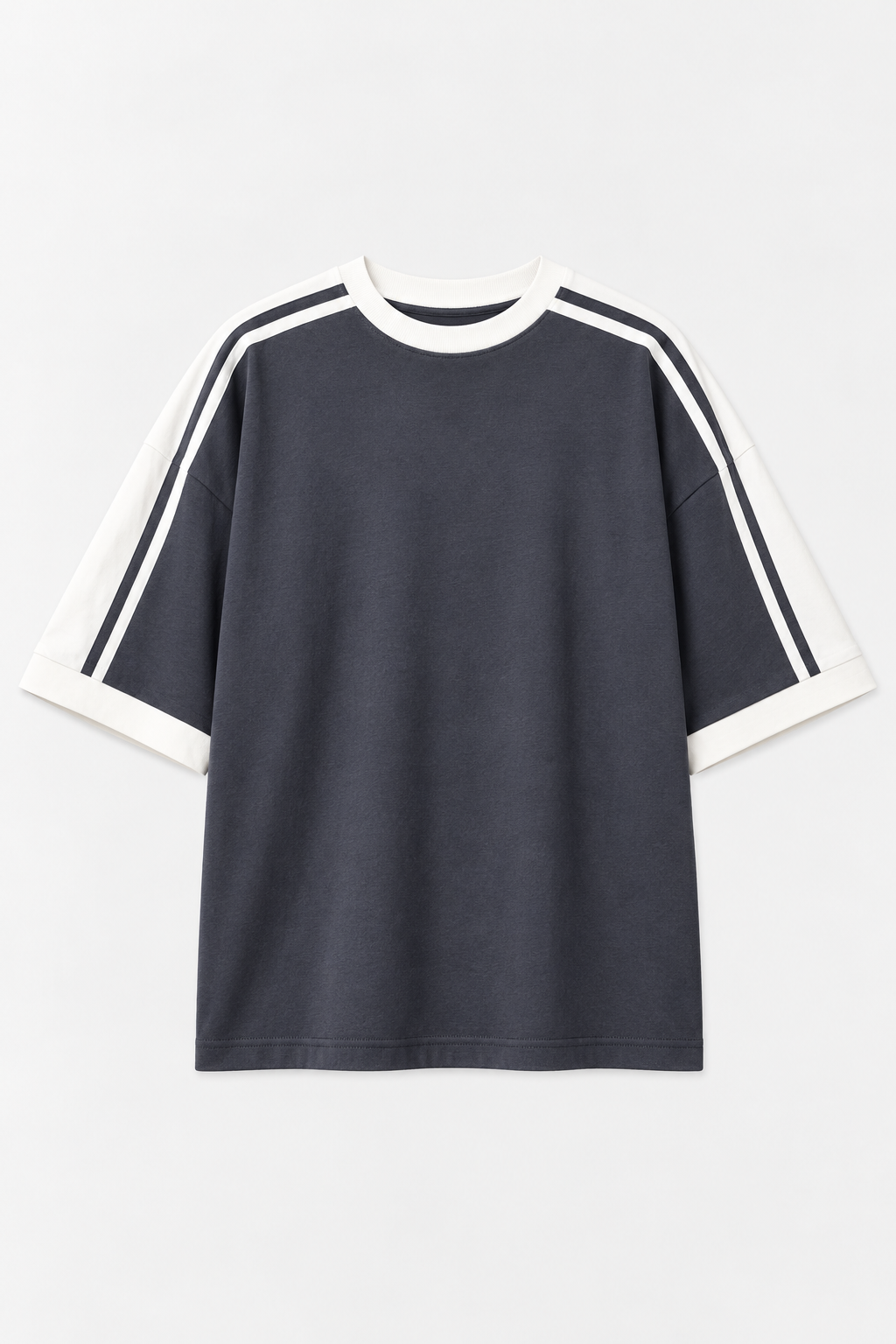 Charcoal Contrast-Stripe T-Shirt