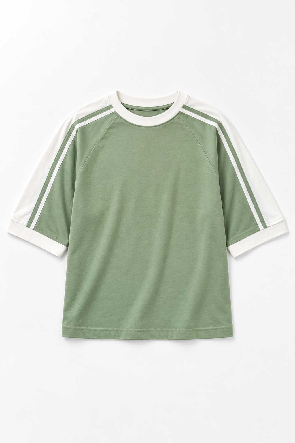 Sage Contrast-Stripe T-Shirt