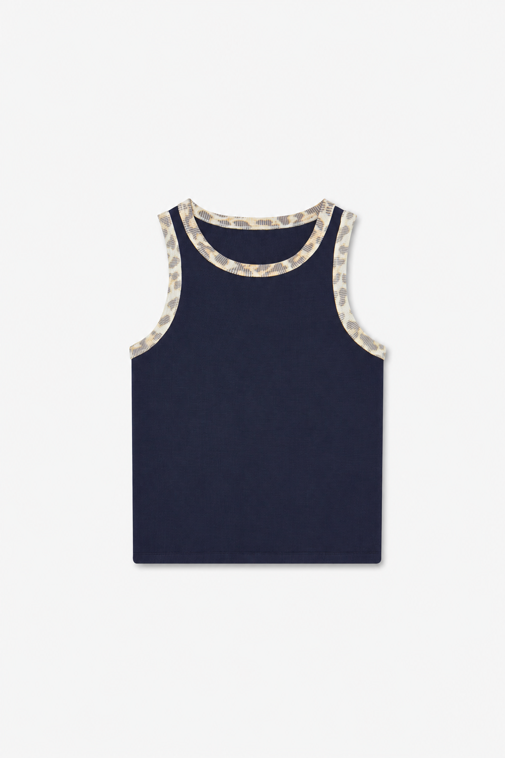Navy Animal-Trim Tank Top