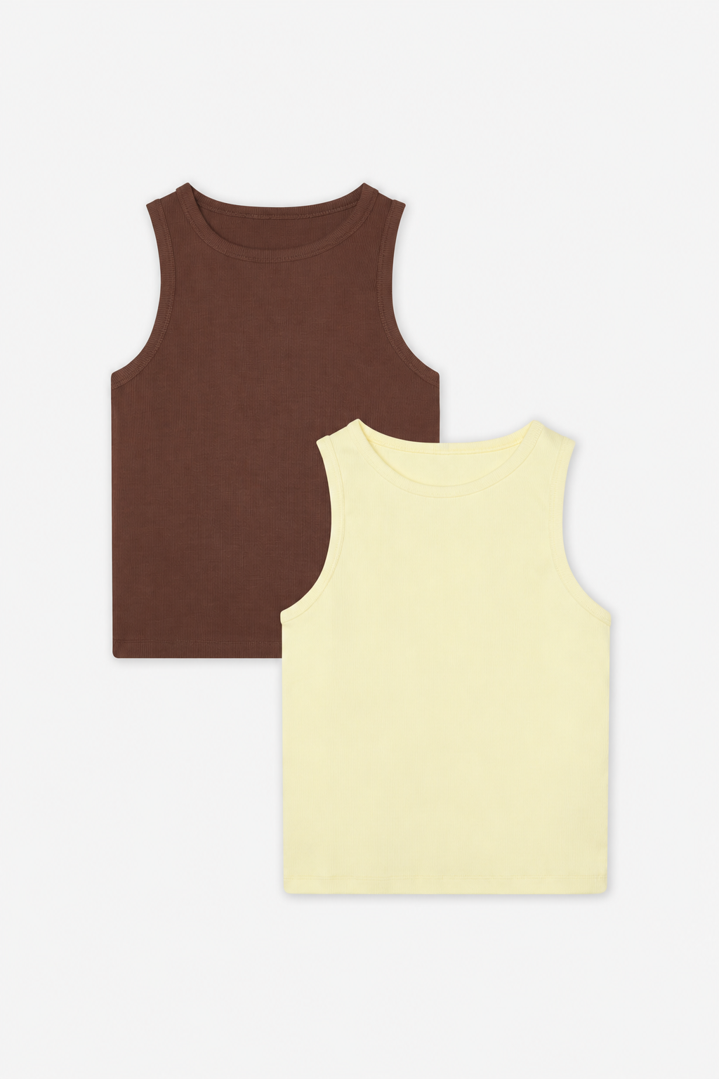 Brown and Yellow Ribbed Tank Tops 2-Pack