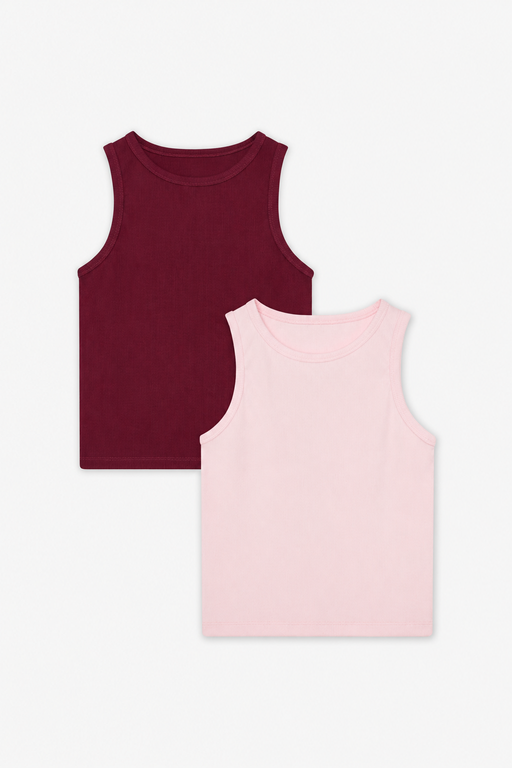 Burgundy and Pink Ribbed Tank Tops 2-Pack