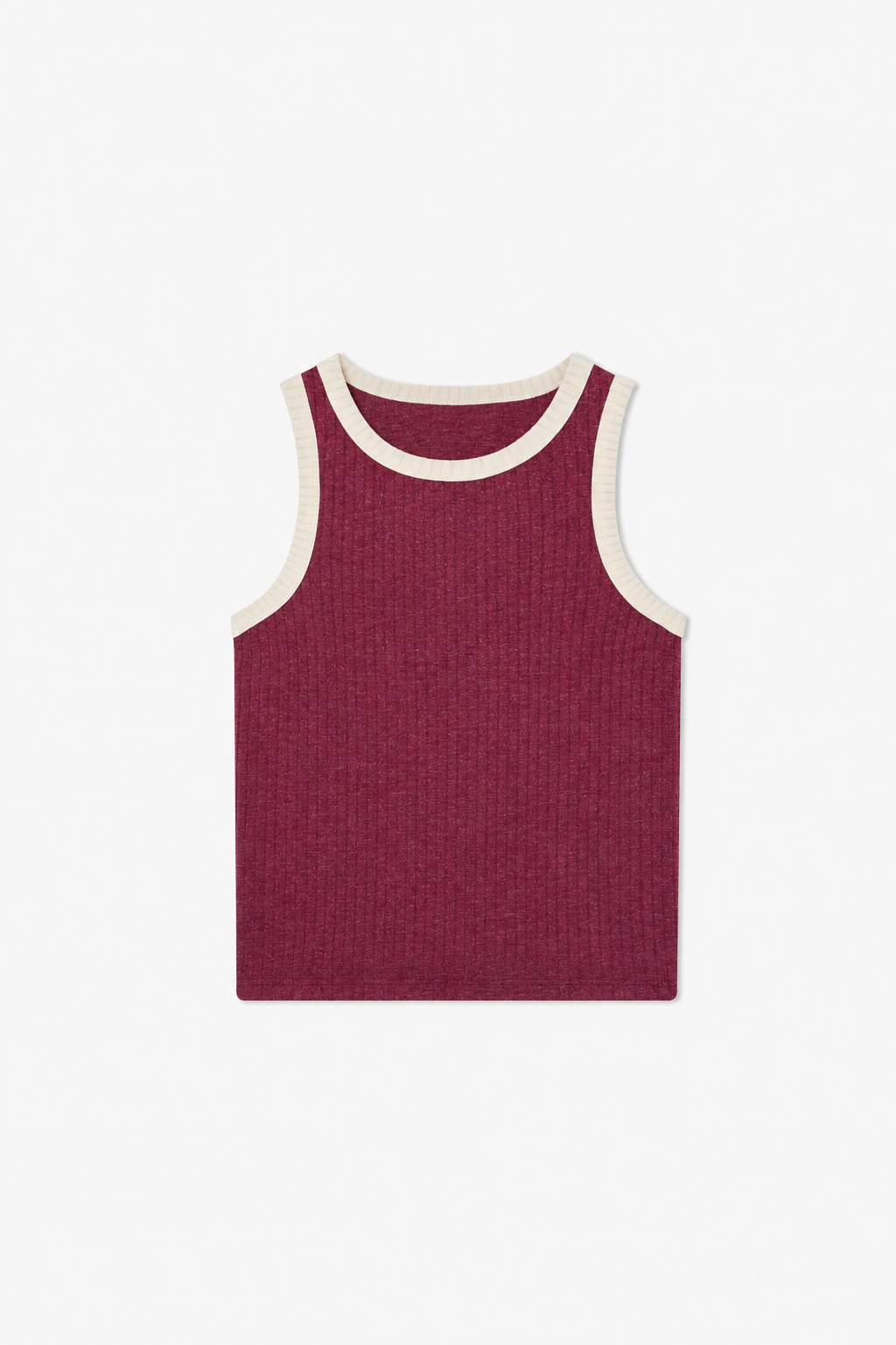 Burgundy Contrast-Trim Tank Top