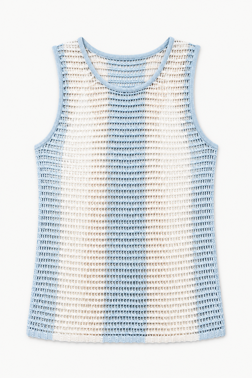Light Blue and Ecru Openwork Tank Top