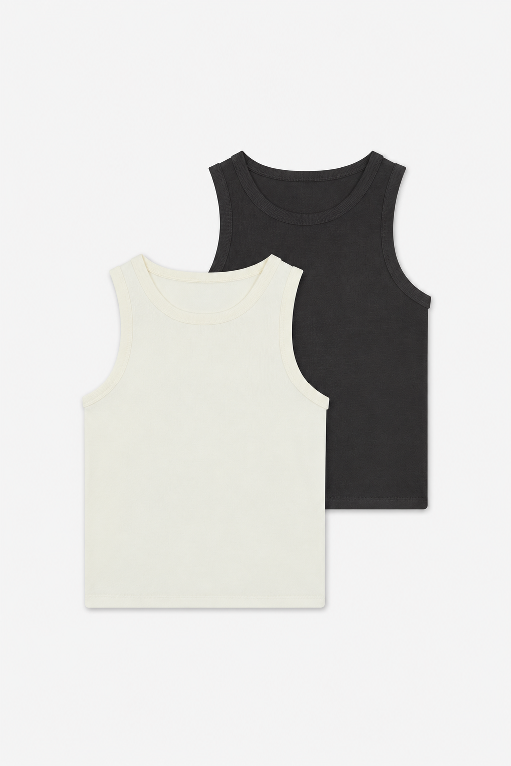 Ecru and Charcoal Ribbed Tank Tops 2-Pack