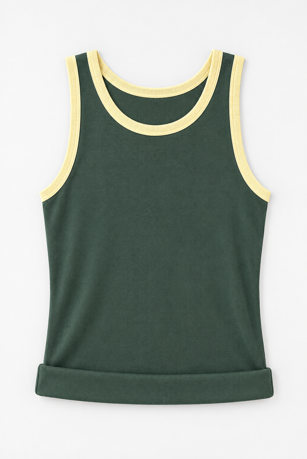 Forest Green Contrast-Trim Tank Top