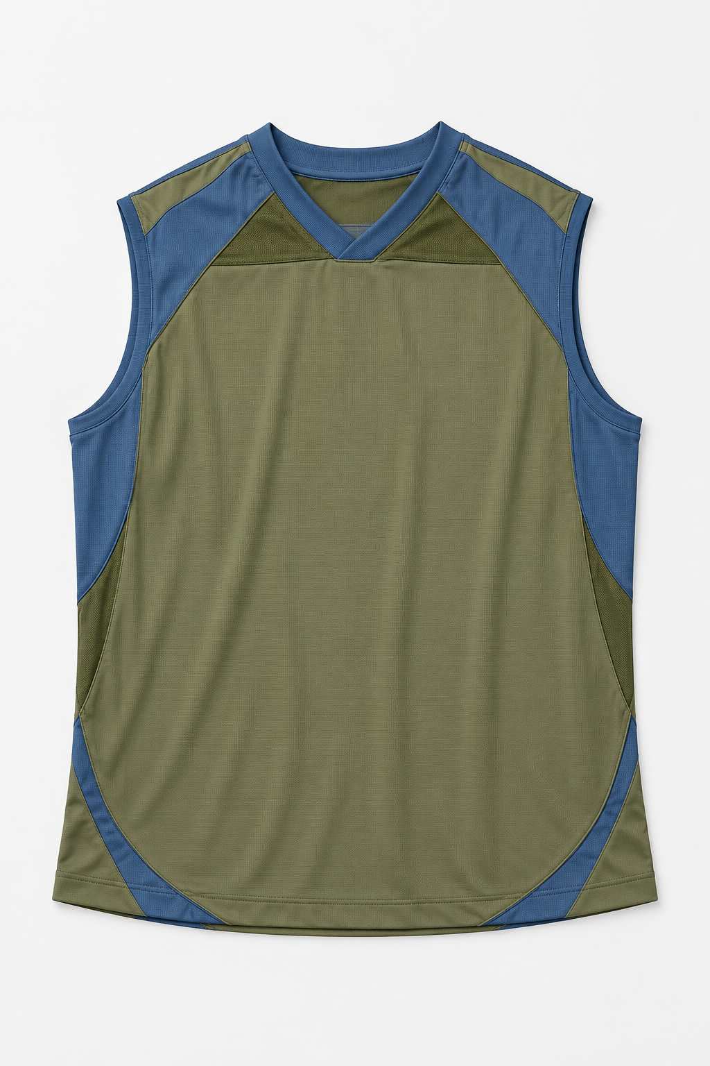 Olive and Blue Panelled Tank Top