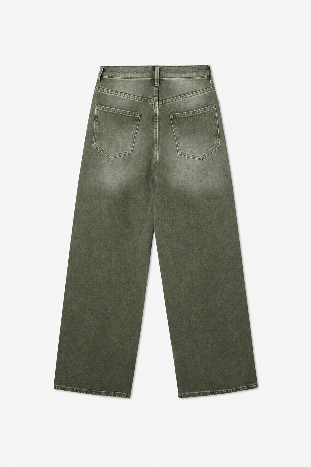 Washed Olive Wide-Leg Jeans