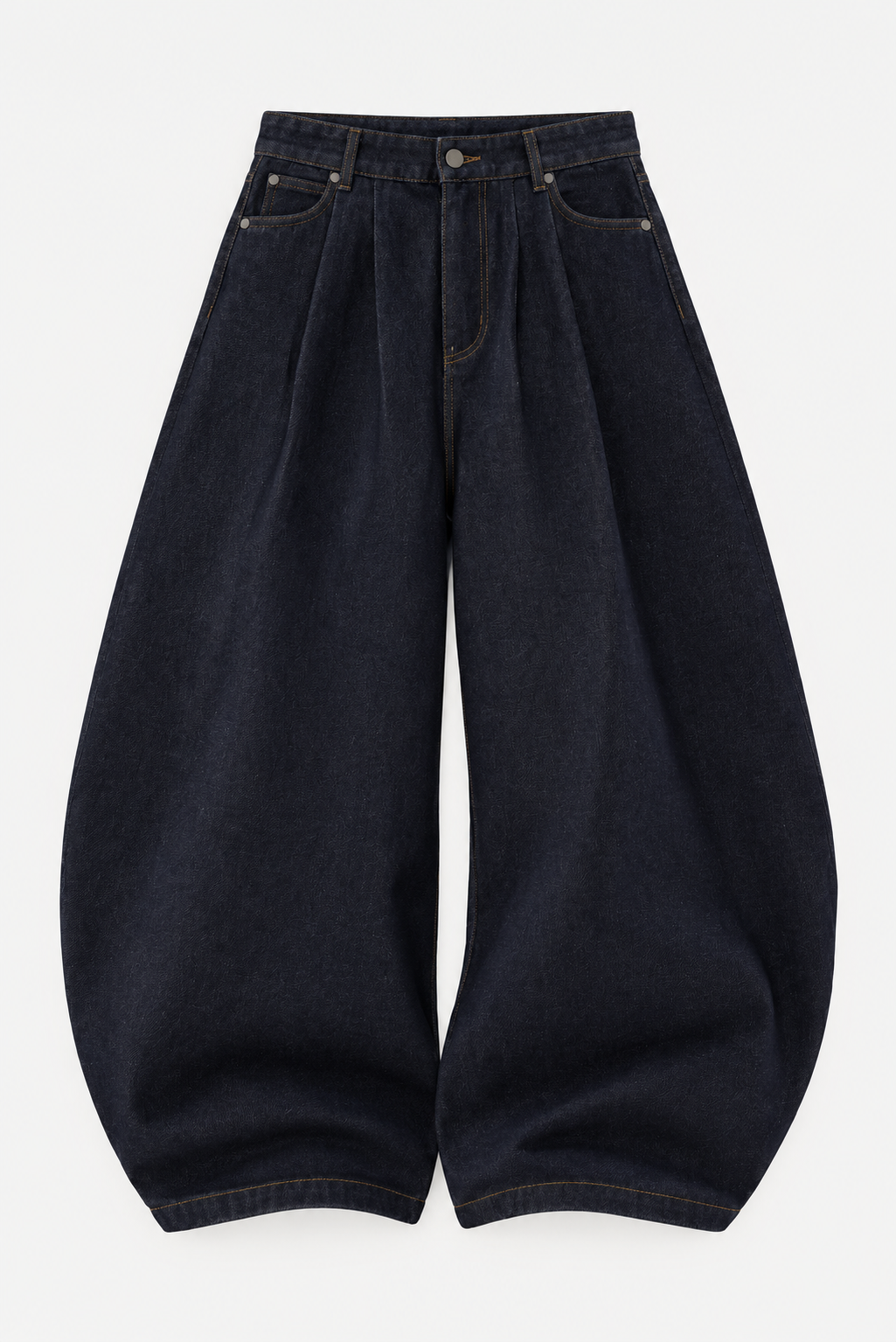 Dark Pleated Baggy Jeans