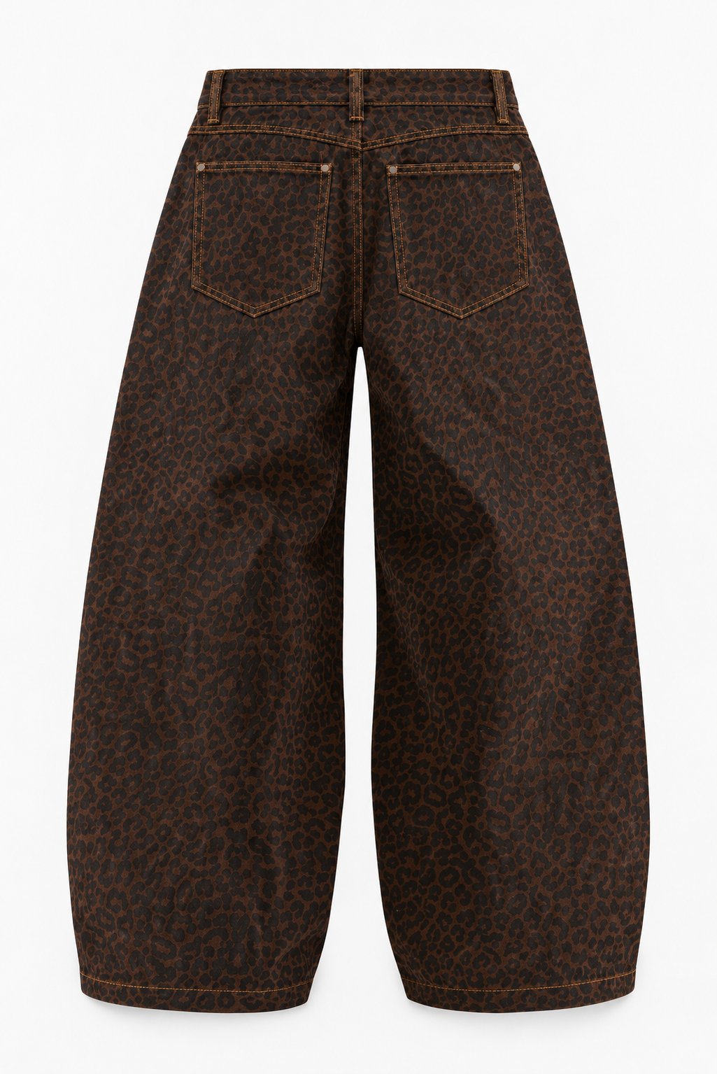 Brown Leopard Wide-Leg Jeans