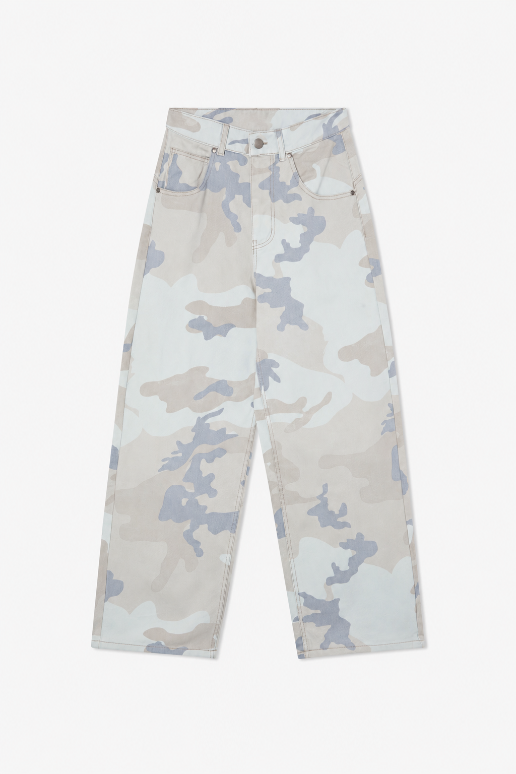 Light Blue Camo Straight-Leg Jeans