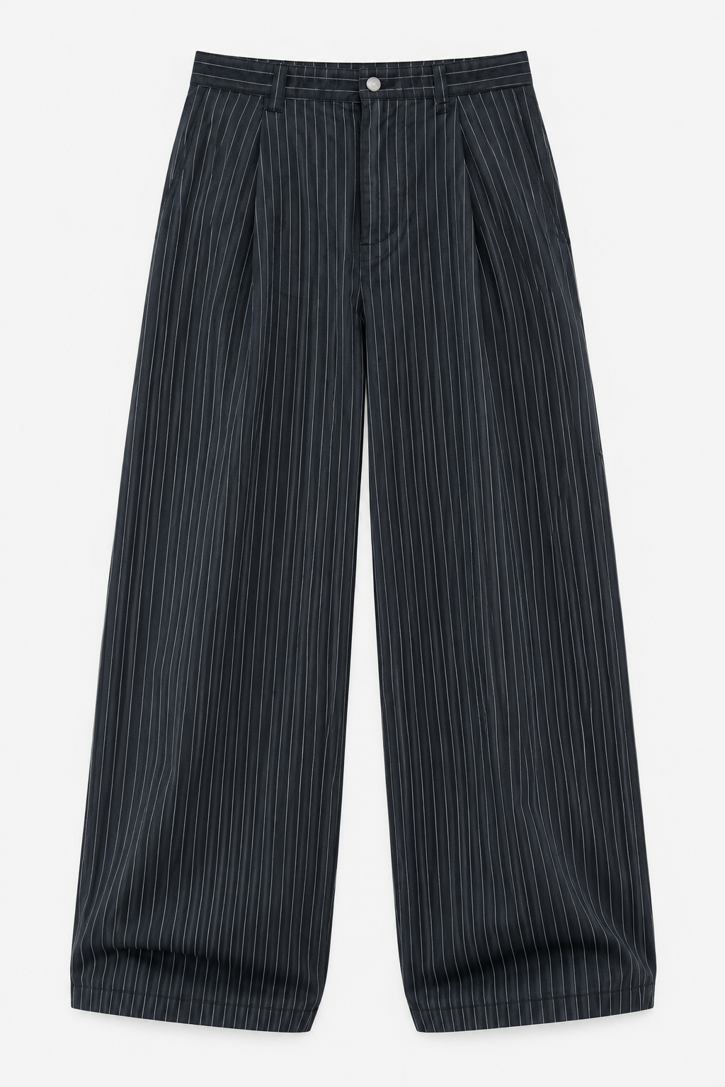 Black Pinstripe Wide-Leg Pants