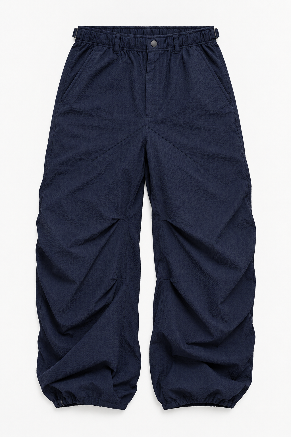 Navy Gathered-Leg Pants
