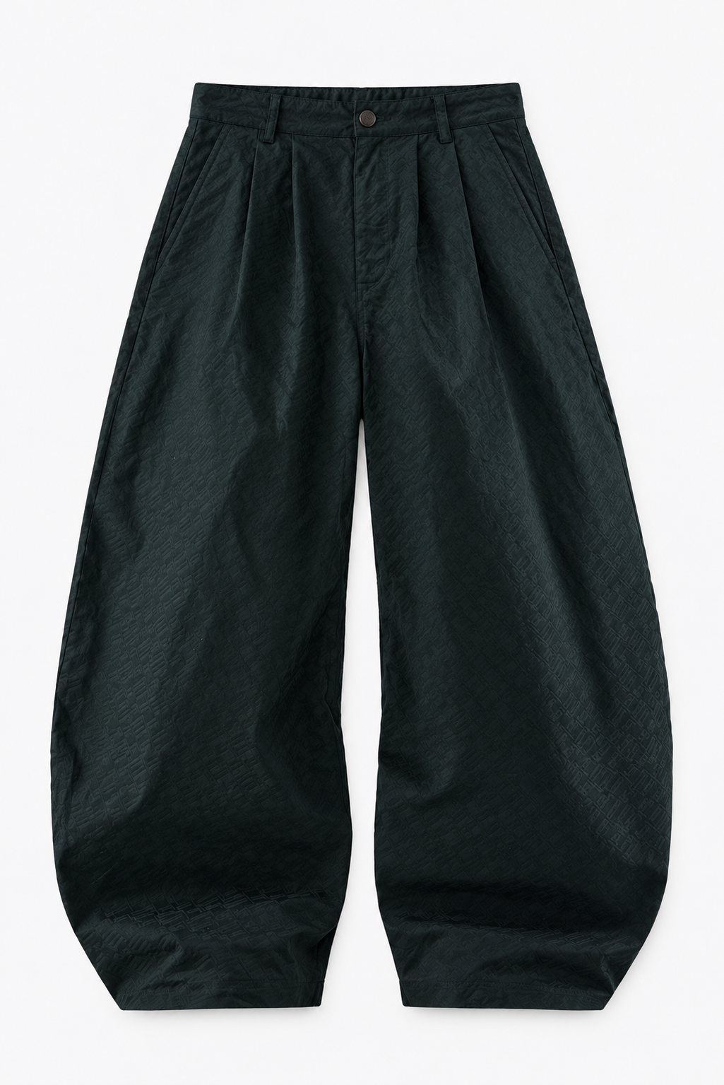 Dark Green Pleated Baggy Pants