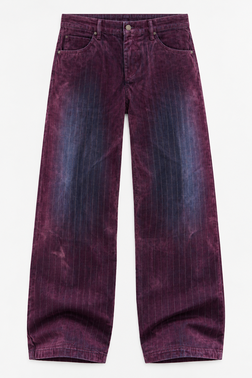 Burgundy Washed Pinstripe Pants