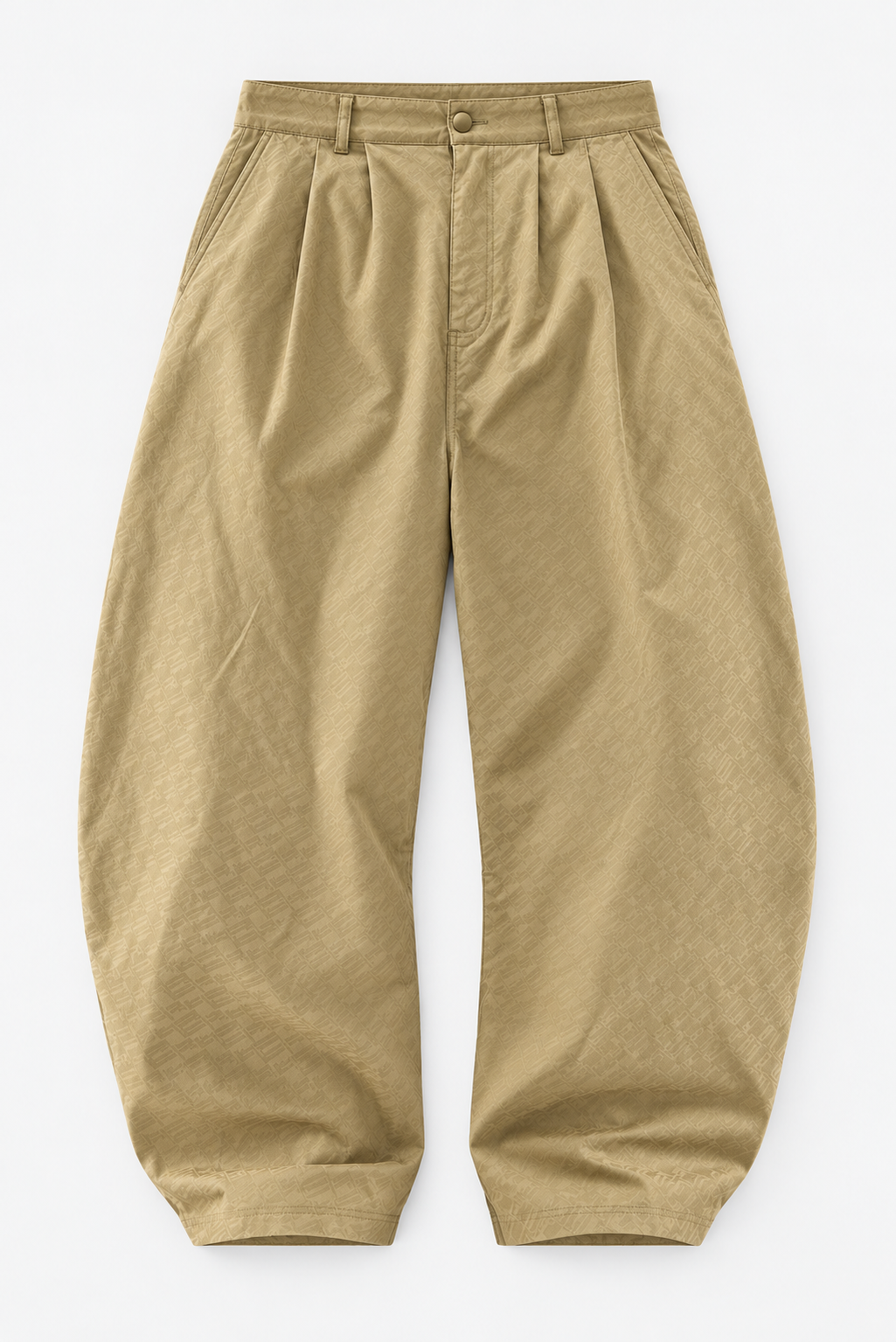 Beige Pleated Baggy Pants