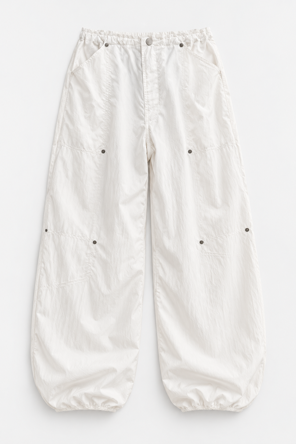 White Studded Wide-Leg Pants