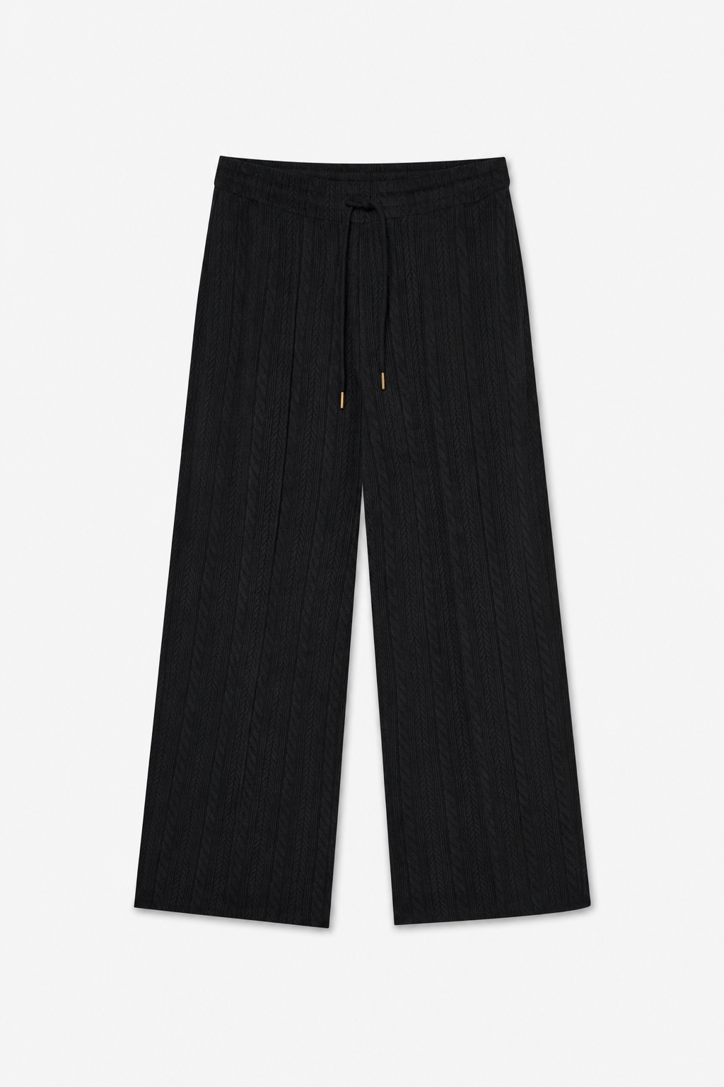 Black Drawstring Wide-Leg Sweatpants