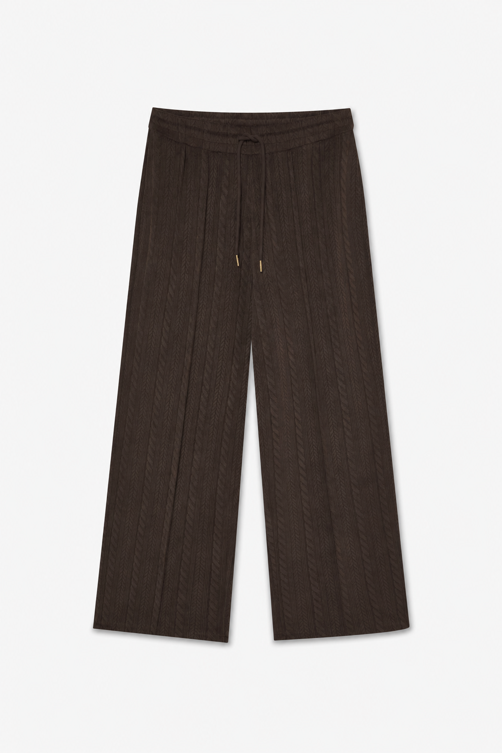 Brown Drawstring Wide-Leg Sweatpants