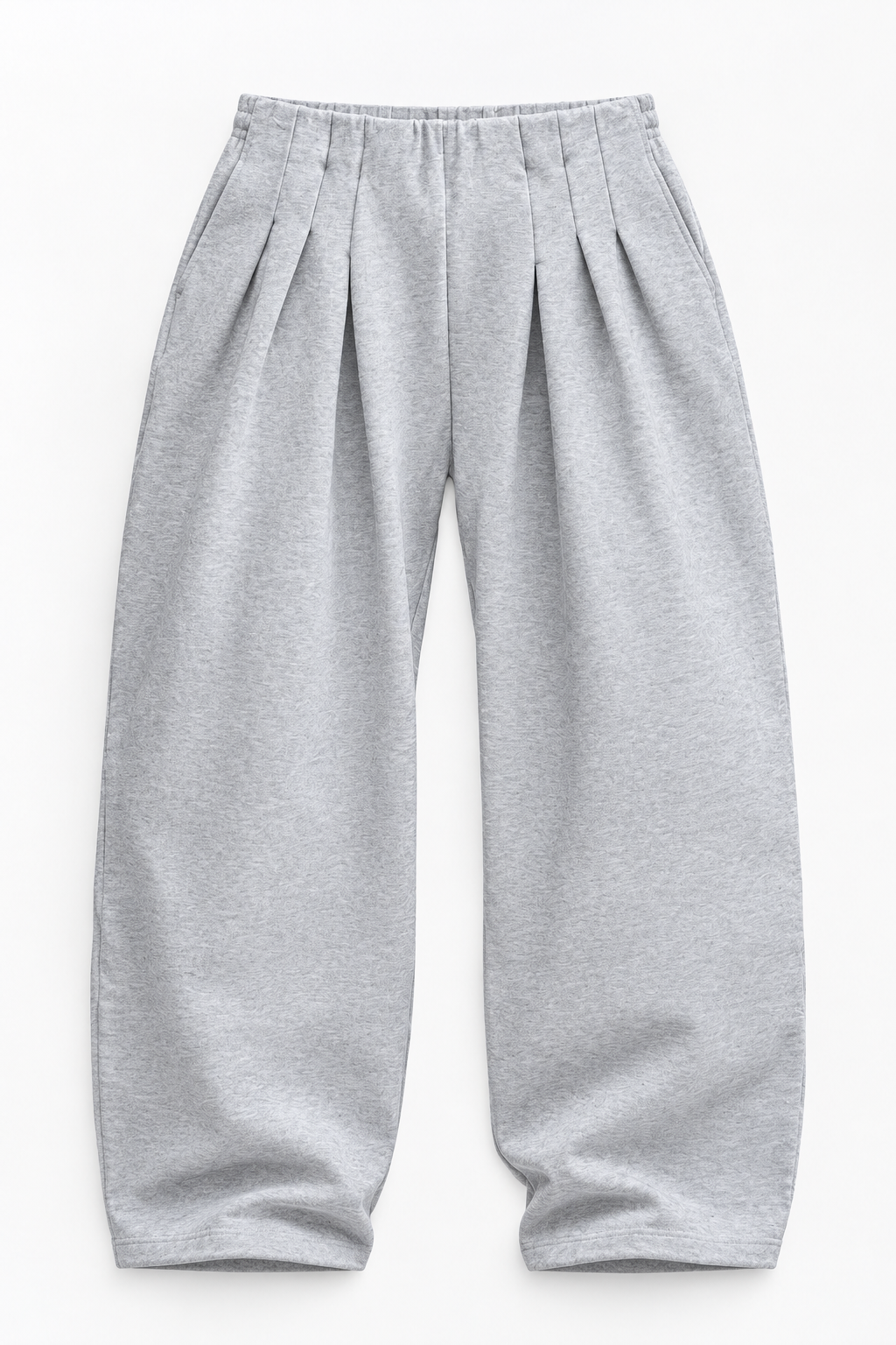 Grey Melange Pleated Sweatpants