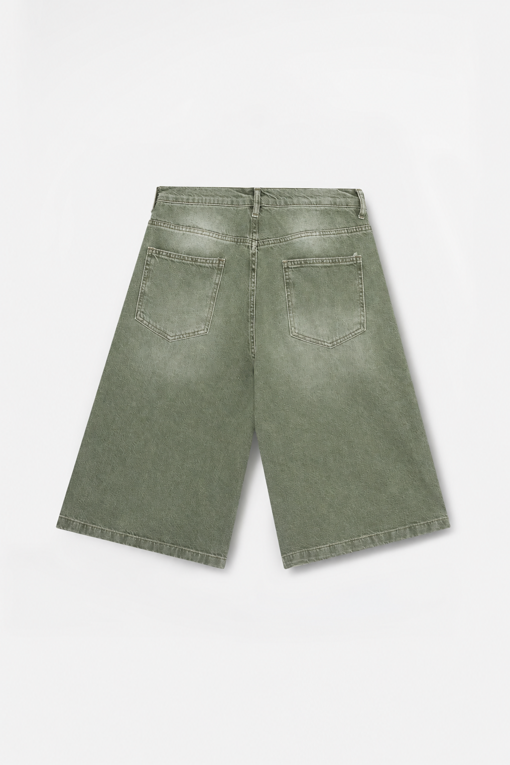 Washed Green Denim Bermuda Shorts