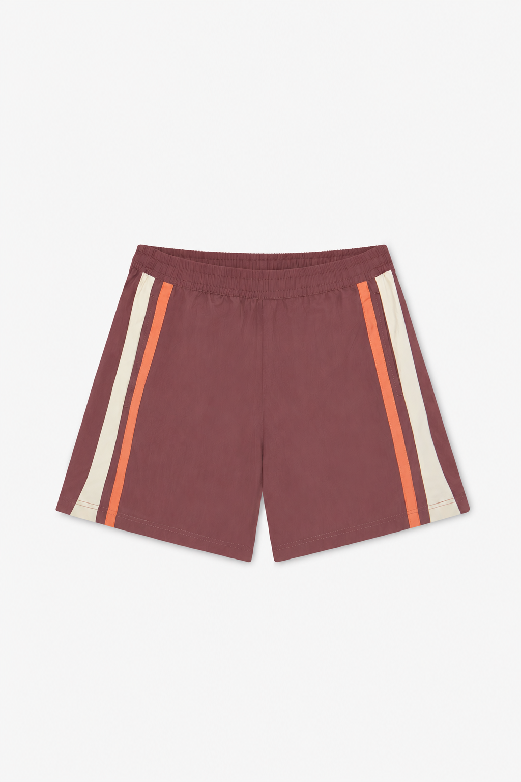 Burgundy Contrast-Stripe Shorts