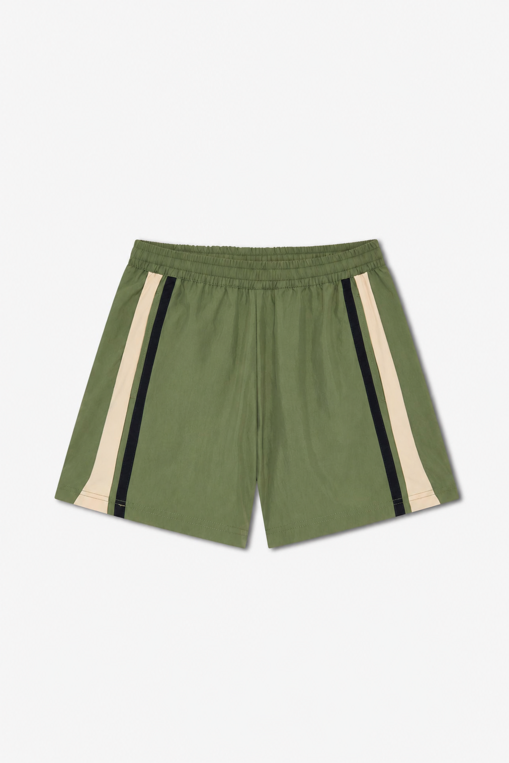 Olive Contrast-Stripe Shorts