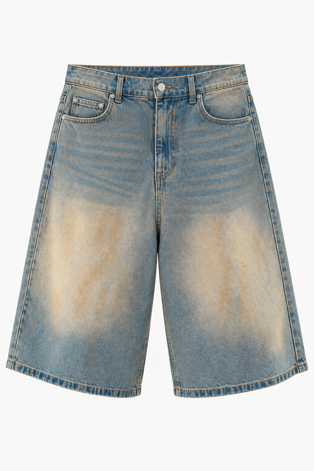 Washed Blue Denim Bermuda Shorts