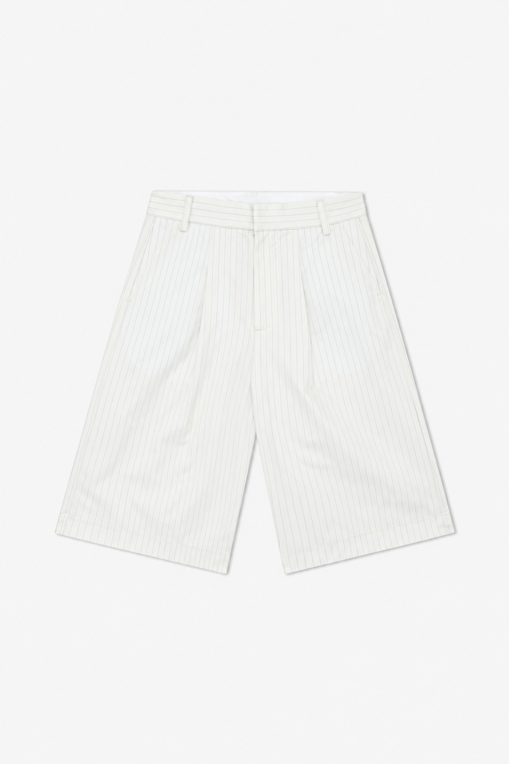 Ecru Pinstripe Bermuda Shorts