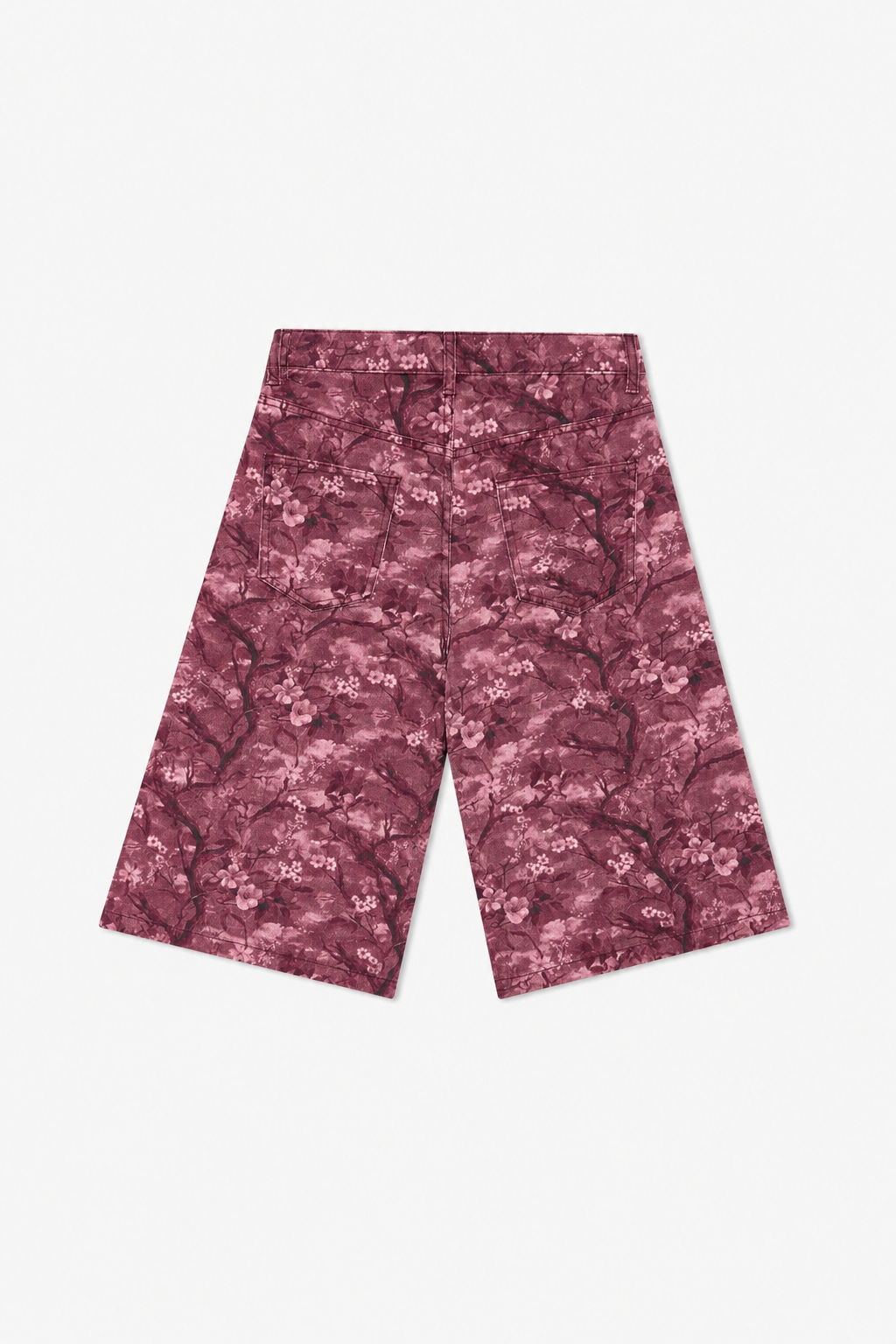 Burgundy Floral Bermuda Shorts