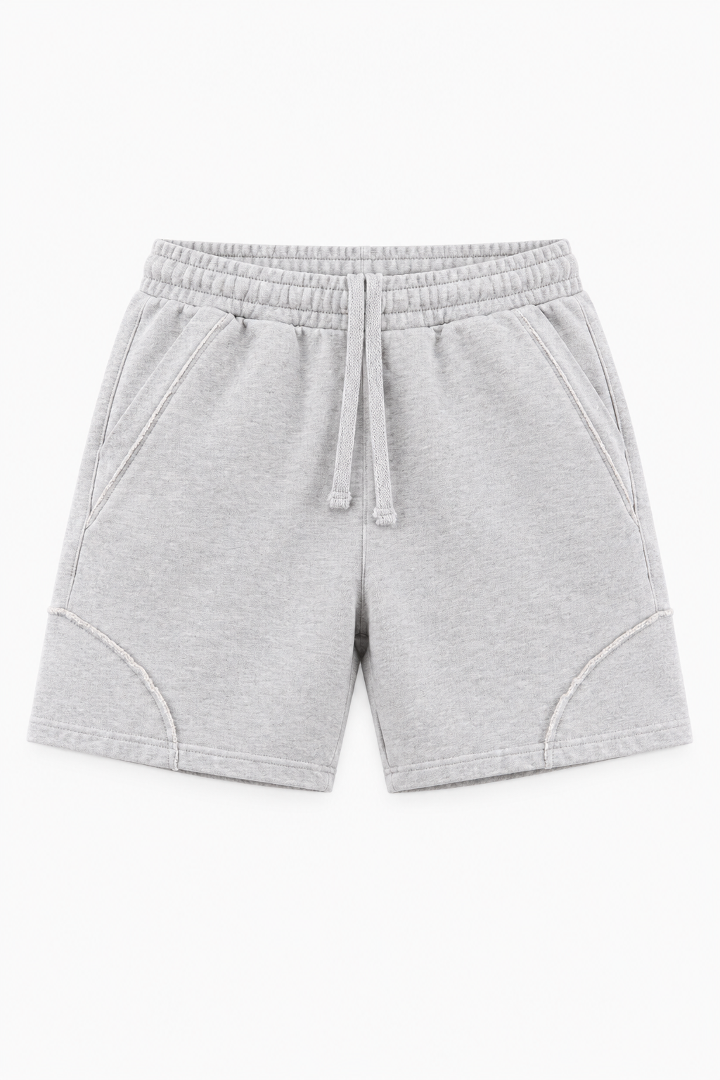 Grey Melange Panelled Shorts