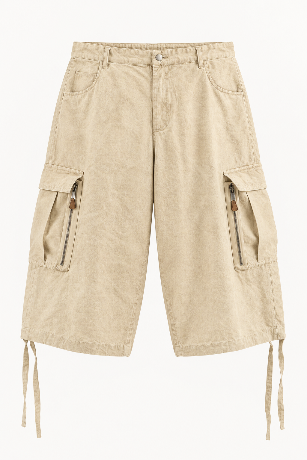 Beige Cargo Bermuda Shorts
