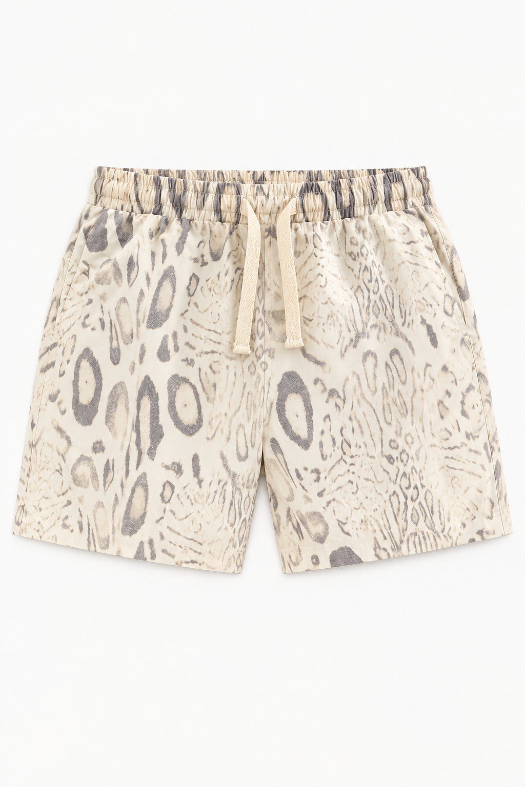 Ecru Animal-Print Swim Shorts