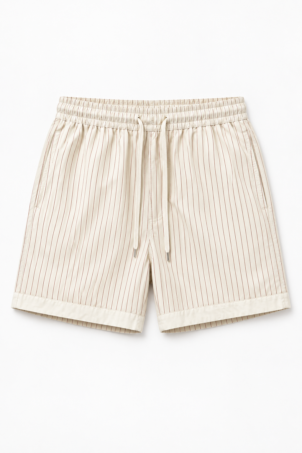 Ecru Pinstripe Swim Shorts