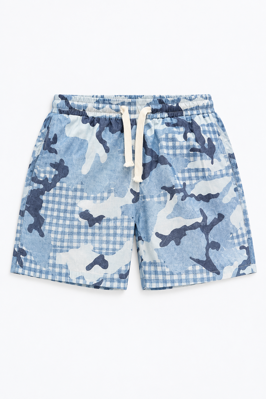 Light Blue Printed Swim Shorts