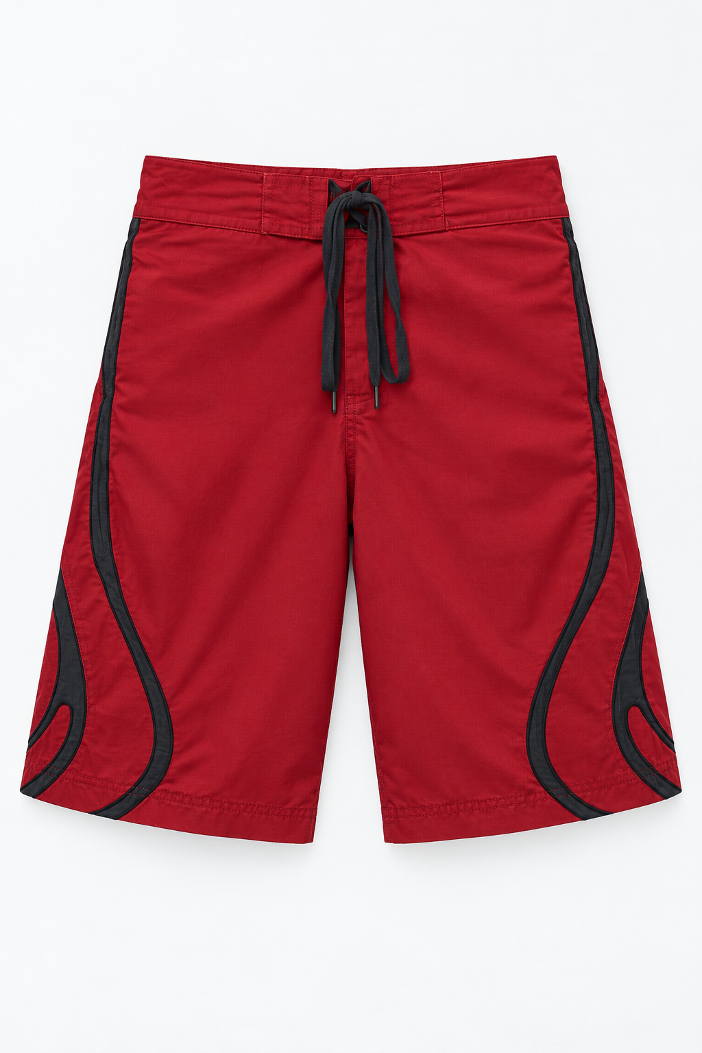 Burgundy and Black Long Swim Shorts
