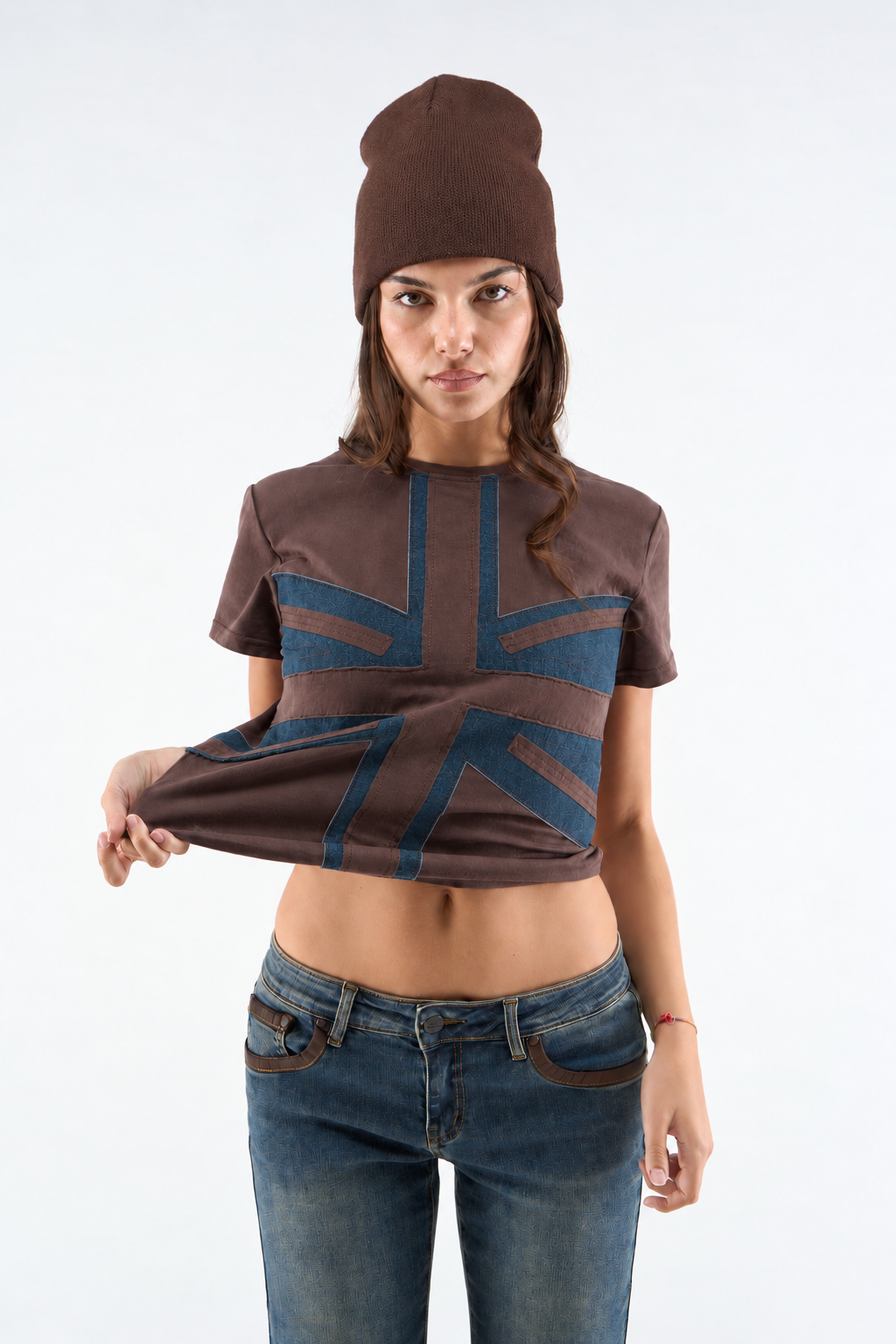 Brown Color-Block T-Shirt