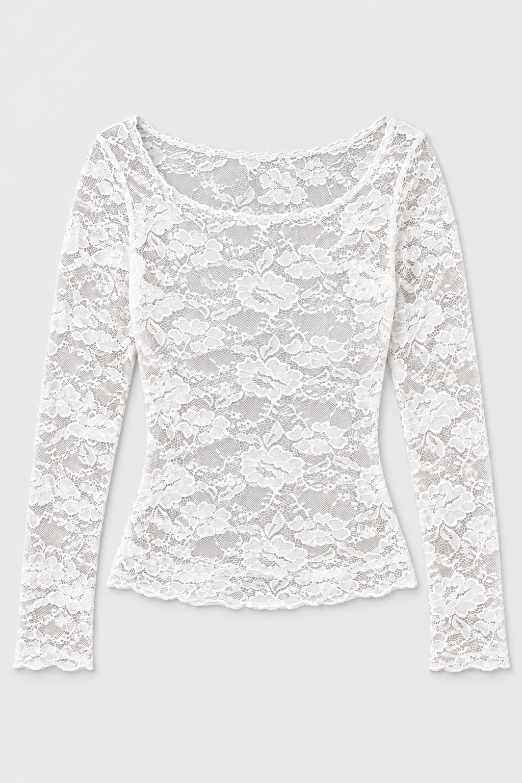 Lace White Long Sleeve Top
