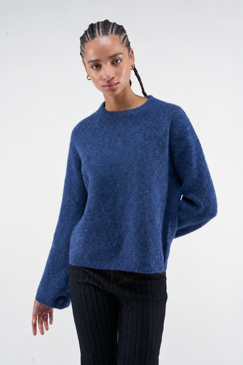 Blue Crewneck Knit Sweater