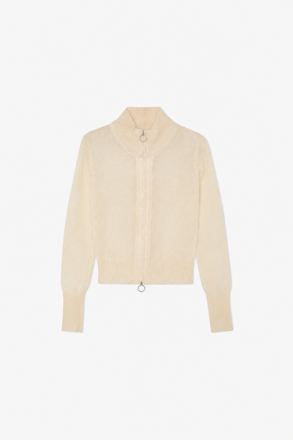 Ecru Zip Knit Cardigan