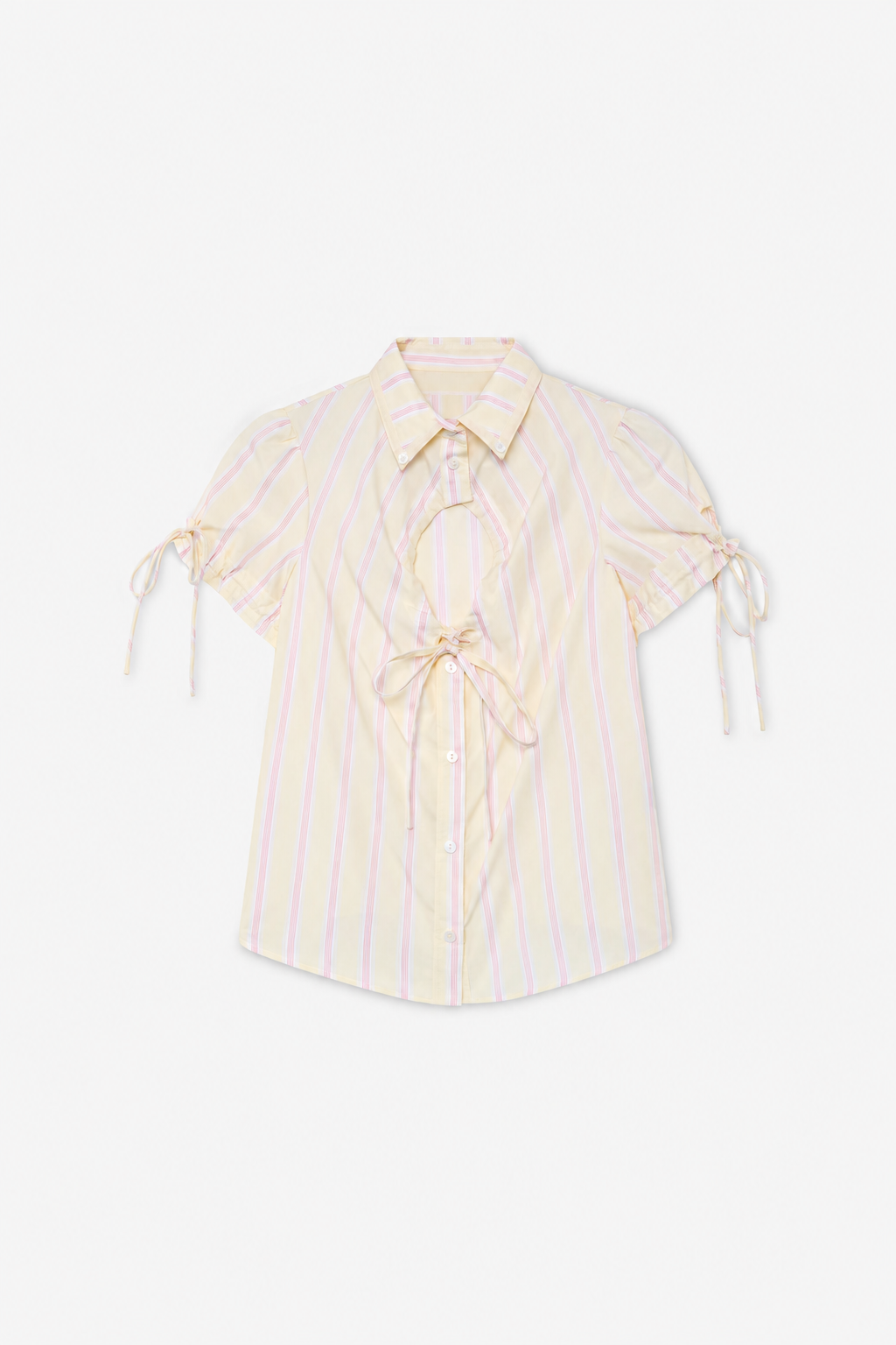 Yellow Striped Tie-Sleeve Shirt